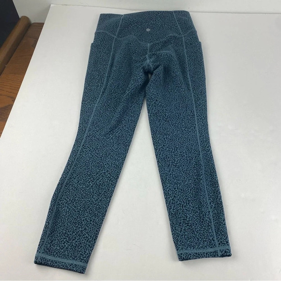 Athleta Womens Small Salutation Stash II Textured Blue Cheetah Print Leggings - Picture 9 of 9